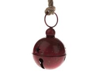 Závěsná kovová rolnička s patinou červená v18,š12cm